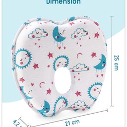 Babyhug Memory Foam Head Shaping Baby Pillow with Cloud Print - Multicolor image 3