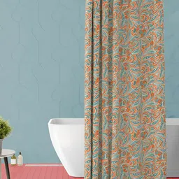 ArtzFolio Orange-Coloured Printed Waterproof Shower Curtain-51