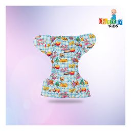 Chinmay Kids Cloth Diaper Cute Prints Freesize Reusable Washable Adjustable Snap Buttons Cloth Diaper For Babies With Wet Free Insert Pads Leak Proof & Dry Feel Set of 2 - Sky Blue & Grey image 5