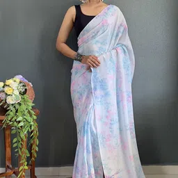 DIVASTRI Floral Pure Chiffon Ready to Wear Saree-image-99