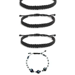 Dynamic Retail Global Unisex Set of 4 Balck Men Cuff Bracelet-24