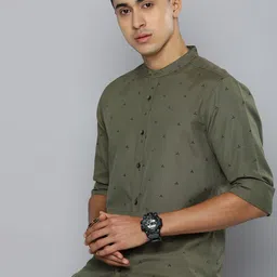 R.Code by The Roadster Life Co. Band Collar Printed Casual Shirt-image-86