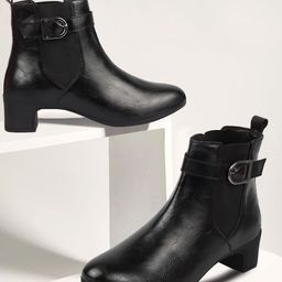 FAUSTO Women Blocked Heeled Chelsea Boots-image-59