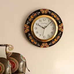 eCraftIndia KWC594 Yellow Crystal Studded Decorative Papier-Mache Wooden Handcrafted Wall Clock-image-67