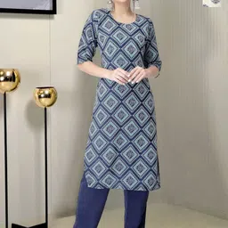 HERE&NOW Women Ethnic Motifs Printed Regular Kurta with Trousers-picture-10