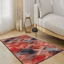 MODEFE Red Abstract Anti-Skid Nylon Carpet-15