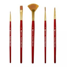 Eduway Wood Brown Oil, Gouache, Acrylic Painting Brush Standard Size, Set of 5-picture-35