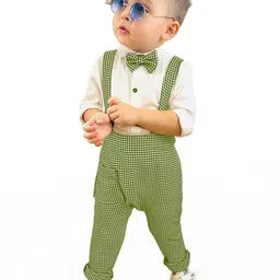 Belliza Baby Boys Shirt Dungaree, Bow Tie (GREEN)-image-32