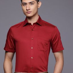 Louis Philippe Classic Fit Textured Pure Cotton Formal Shirt-image-67