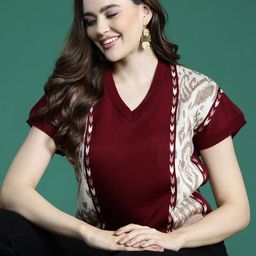 Sangria Short Sleeves Acrylic Pullover-image-3