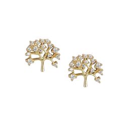 Bling Queen Stainless Steel Gold-Plated Cubic Zirconia Studded Contemporary Studs-9