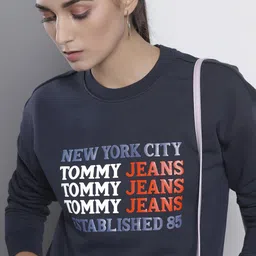 Tommy Hilfiger Women Blue & White Printed Sweatshirt-image-74