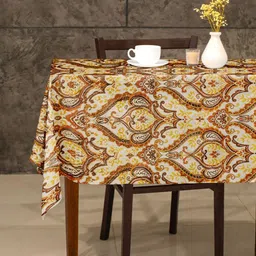 Tesmare Gold-Toned Ethnic Motifs Anti-Slip 4-Seater Table Cover-32