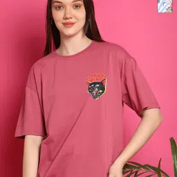 Tromko Women Pack of 2 Graphic Printed Round Neck Cotton Relaxed Fit T-shirts-image-67
