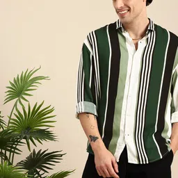Mast & Harbour Relaxed Fit Opaque Striped Casual Shirt-picture-42