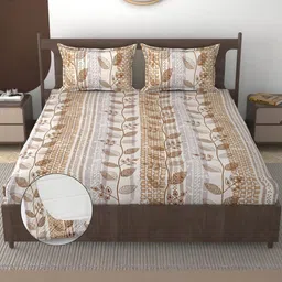 FURNOFY Multicoloured Double King Bedsheet with 2 Pillow Covers-picture-24