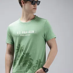 U.S. Polo Assn. Denim Co. Slim Fit Brand Logo Printed Tropical Pure Cotton T-shirt-image-88