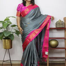 A S CREATION Woven Design Zari Pure Silk Kanjeevaram Saree-image-66