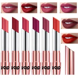 VOLO Set Of 6 Creme Matte Lipsticks 3.5 g Each -Dark Peach-Red-Pink- Magenta-Cherry-Orange image 2