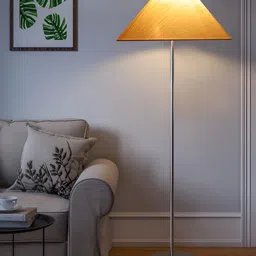 Devansh Off White & Grey Cotton Coolie Shade Steel Base Floor Lamps-image-87