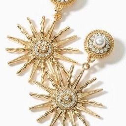Bienvene Gold-Plated Artificial Stones Studded And Beaded Contemporary Drop Earrings image 3