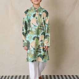 Anthrilo Boys Floral Printed Straight Pure Cotton Kurta with Pyjama-52