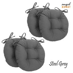 Angel Mommy Ultra Soft Round Twill Dining Chair Sofa Floor Seat & Back Cushions with Ties Set Of 4 - Grey-image-49