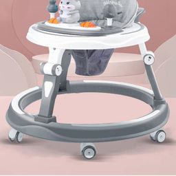 fab n funky Baby Multi Function Adjustable Height Baby Walker with Toy Bar & Music - Grey White-picture-5