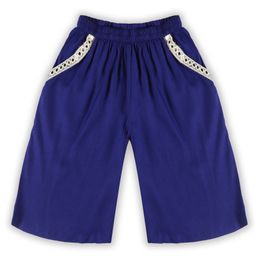 Kiddopanti Mirror Work Detailed Lace Embellished Flared Culotte - Navy Blue-image-38