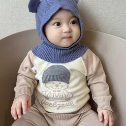 Ziory Earflap Designed Knitted Woollen Cap - Blue-picture-29