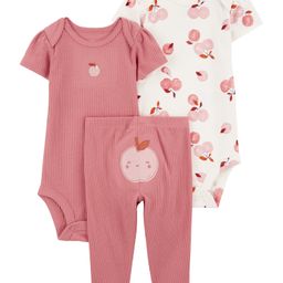 Carter's Half Sleeves Onesies & Lounge Pants Set With Apple Print - Pink-picture-15
