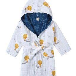 Malabar Baby Full Sleeves Cotton Muslin Hot Air Balloons & Mystical Night Printed Hooded Bath Robe - Multi Colour-image-3