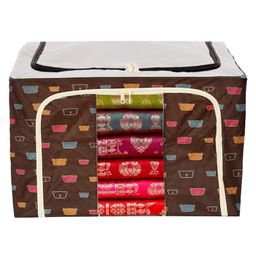 Kuber Industries Storage Box  Steel Frame Living Storage Box  Storage Organizer For Clothes  Saree Cover for Woman  Teddy Print Cloth Storage Organizer  66 Liter  Brown-image-8
