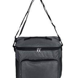 Kuber Industries Lunch Bag  Rexine Thermal Insulated Lunch Bag  Tiffin Bag with Bottle Holder  Waterproof Top Handle Lunch Bag  Front Pocket Lunch Bag for Office  Gray-77