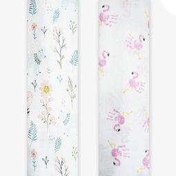 Polka Tots Muslin Cotton Swaddles - White - Flamingo Fingers & Bloomy Bear - Pack Of 2 Swaddles-image-12