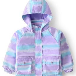 Primo Gino Woven Full Sleeves Tie & Dye Hooded Puffer Jacket - White-image-81