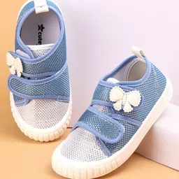 Cute Walk by Babyhug Velcro Closure Causal Shoes with Butterfly Applique - Blue-picture-32