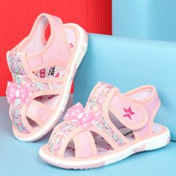 Cute Walk by Babyhug Sandals with Velcro Closure & Bow Applique - Pink-picture-6