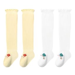 SYGA Set Of 2 Cotton Solid Socks - White & Yellow-image-83