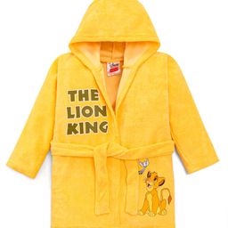 Babyhug Disney Terry Knit Full Sleeves Bath Robe with Lion King Graphics - Yellow-image-15
