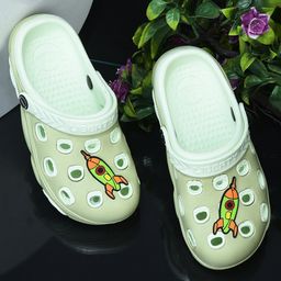 LIBERTY Rocket Patch Detailed Perforated Slingback Clogs - Green-picture-19