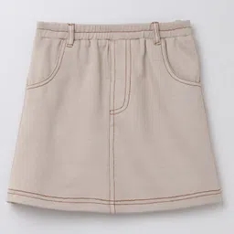 Taffykids Twill Knit Solid Skirt - Beige-picture-7