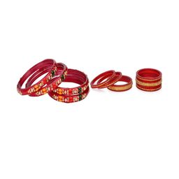 SOMIL Set Of 10 Multi Alloy Artificial Stones and Beads Antique Bangles-image-33