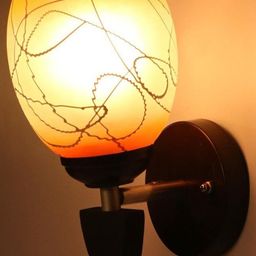 1ST TIME Orange & White Glass Printed Cylinder Shaped Wall Lamp-picture-25