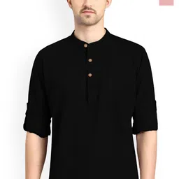 univibe Selection Of 2 Mandarin Collar Pure Cotton Straight Kurtas-image-66
