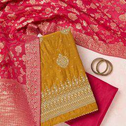 Koskii Floral Embroidered Zardozi Unstitched Dress Material-image-42