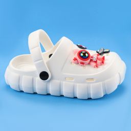 Oh! Pair Slip On Clogs With Back Strap Closure  & Appliques - White image 4