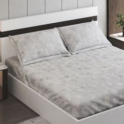Home Centre Iced Palace Louise Grey Printed Cotton 180 TC Super King Bedsheet 2.74 x 2.74m-picture-46