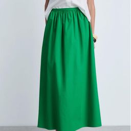MANGO Mid-Rise Gathered Detail Pure Cotton Maxi Flared Skirt-picture-18