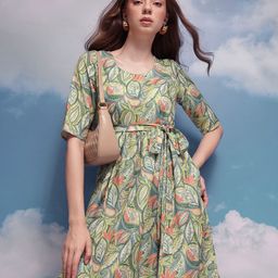 CORSICA Tropical Print Tie-Ups A-Line Dress-picture-30